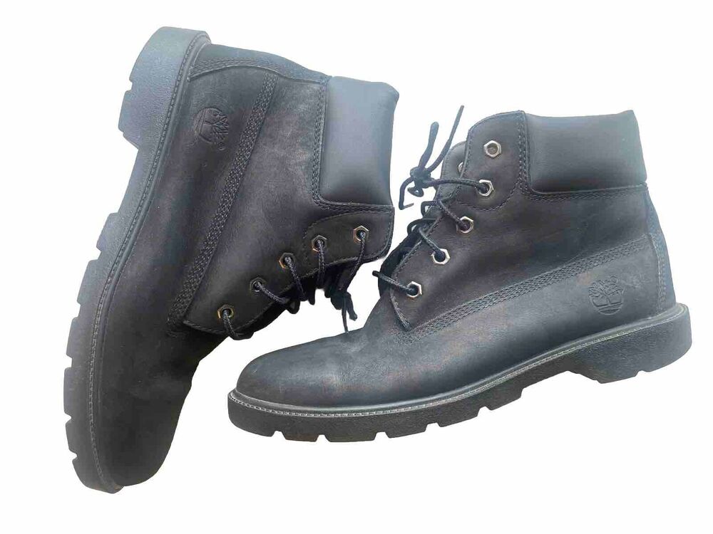 Timberland Boots Boys Size 6 Womens Size 7.5 Black Classic Winter Gorpcore Shoes